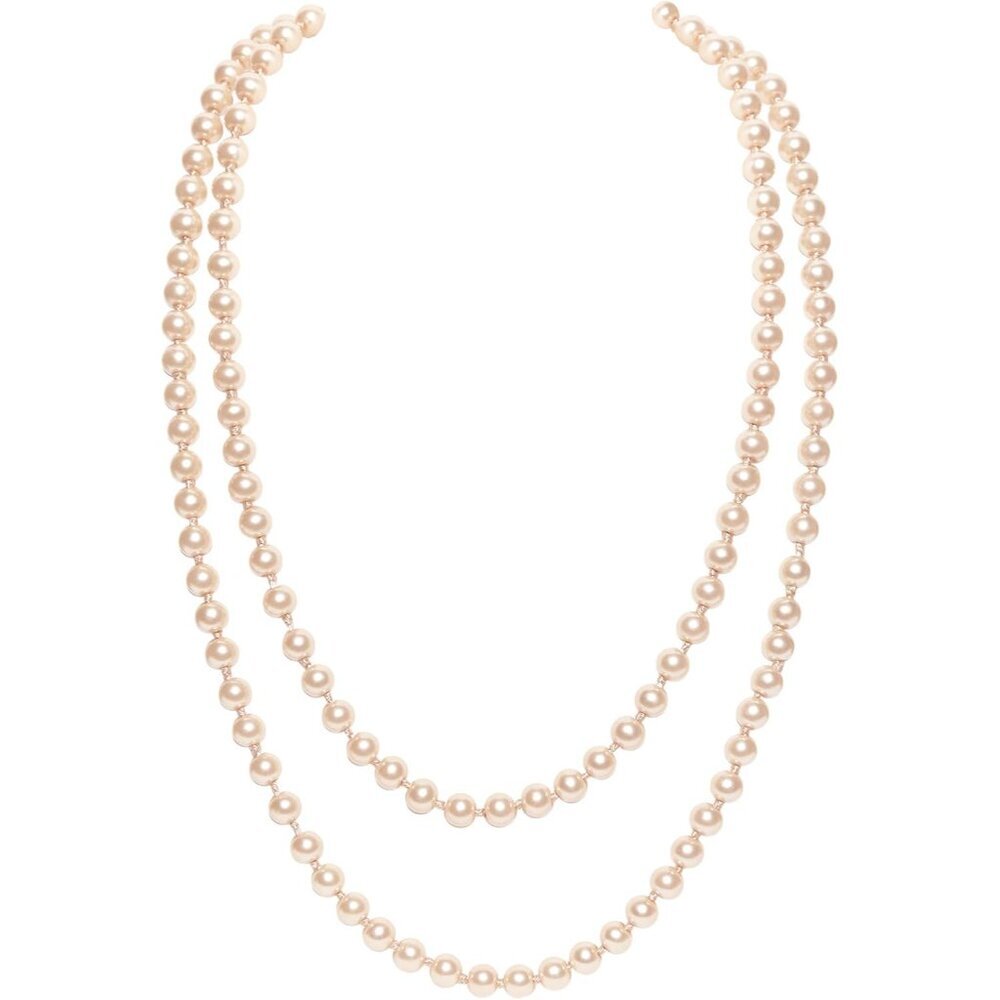 Antique-Inspired Faux Pearl Necklace - Timeless 1920s Elegance in Champagne